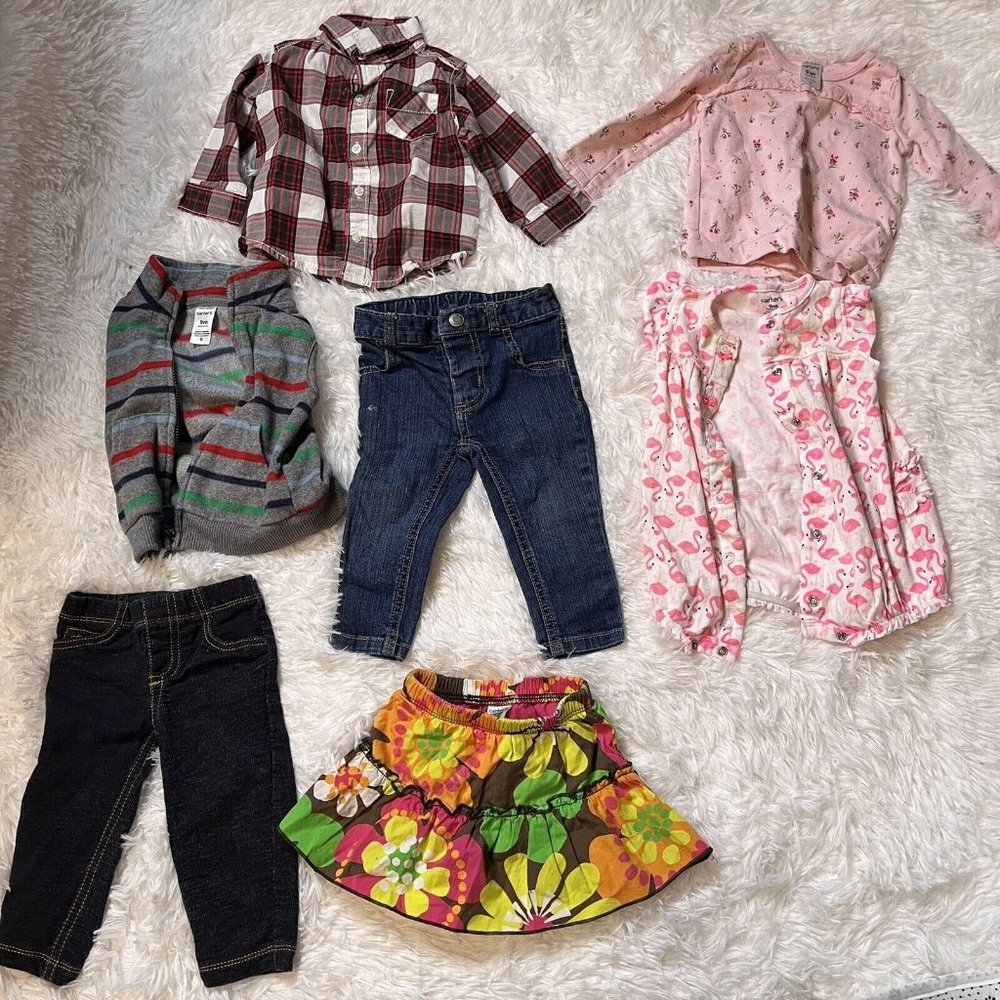 Bundle Lot Of 7 Baby Clothes Size 9 Months Mix Unisex Blue